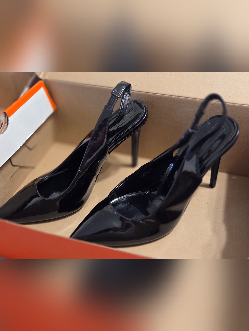 Forever 21 Black Patent Slingback Pointed Toe Heels